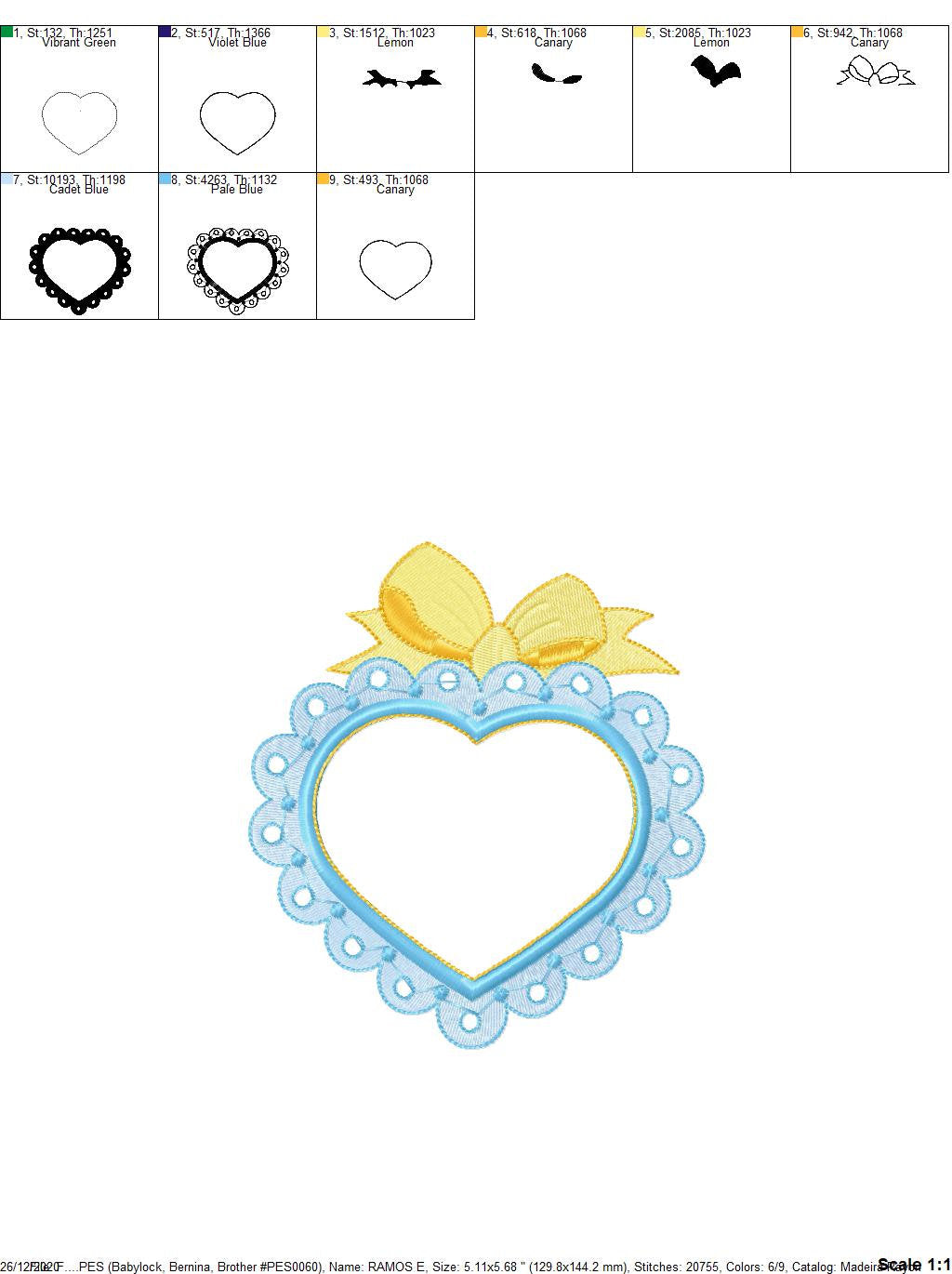 Heart with Lace embroidery designs - Heart frame embroidery design machine embroidery pattern - Baby girl embroidery file Heart embroidery
