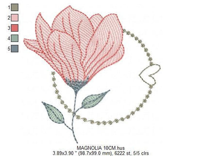 Magnolia embroidery designs - Flower embroidery design machine embroidery pattern - Flowers embroidery file - baby girl embroidery download