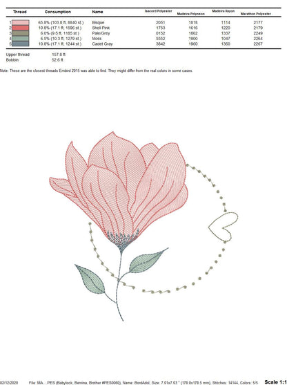 Magnolia embroidery designs - Flower embroidery design machine embroidery pattern - Flowers embroidery file - baby girl embroidery download