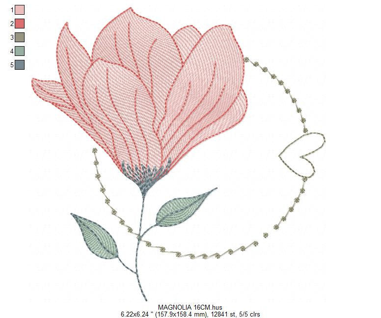 Magnolia embroidery designs - Flower embroidery design machine embroidery pattern - Flowers embroidery file - baby girl embroidery download