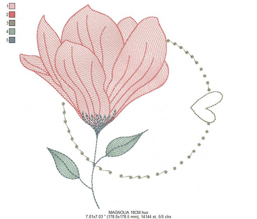 Magnolia embroidery designs - Flower embroidery design machine embroidery pattern - Flowers embroidery file - baby girl embroidery download