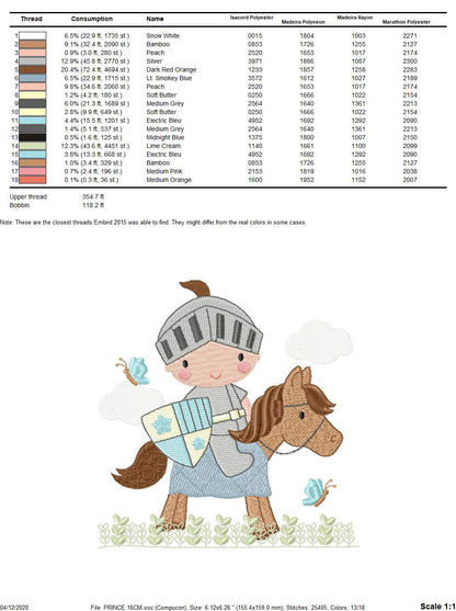 Knight embroidery designs - Prince embroidery design machine embroidery pattern - instant download - baby boy embroidery file fairytale king