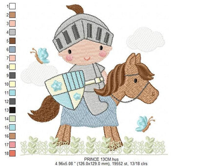Knight embroidery designs - Prince embroidery design machine embroidery pattern - instant download - baby boy embroidery file fairytale king