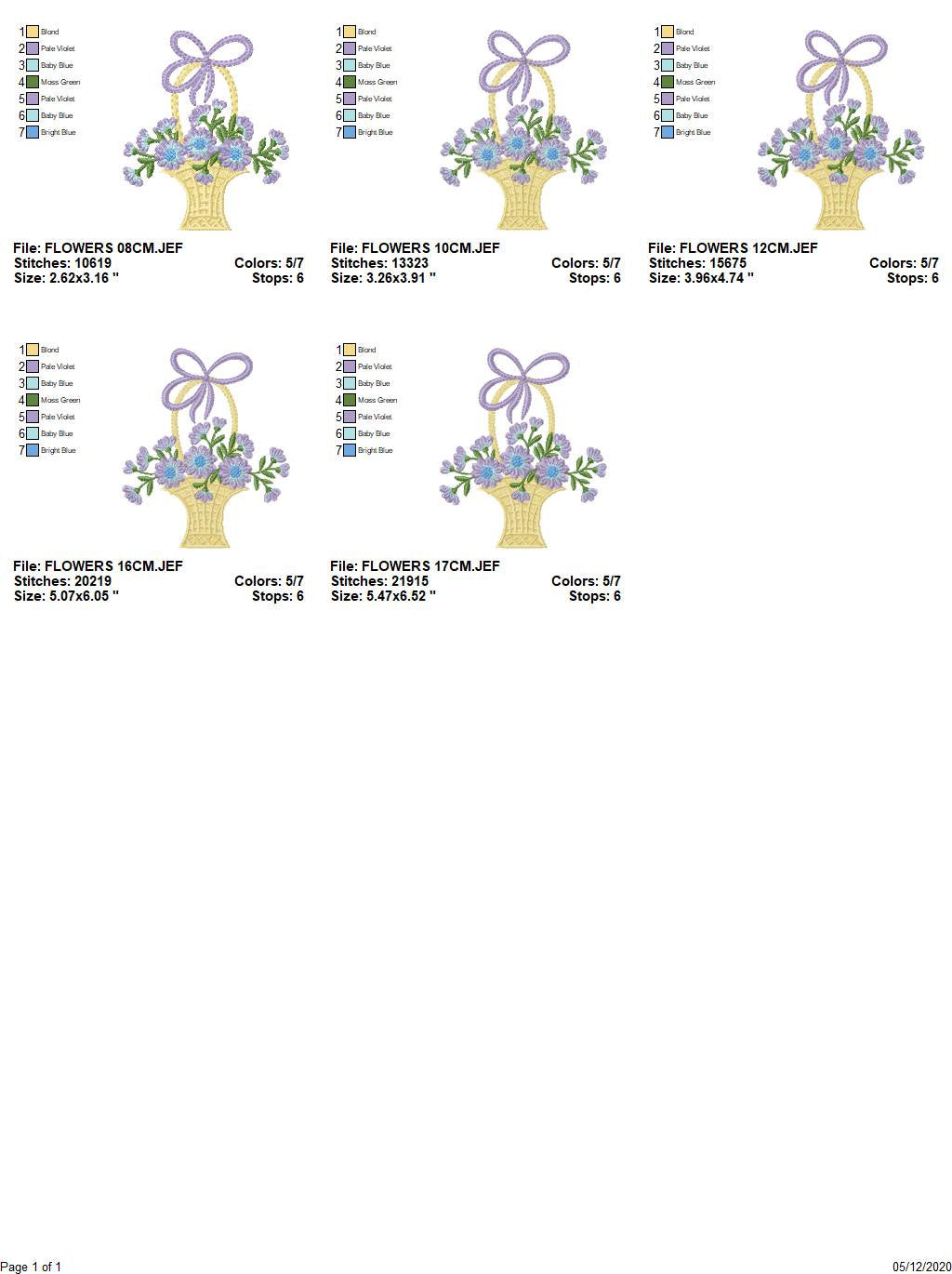 Flowers Basket embroidery designs - Lavender Kitchen Towel machine embroidery pattern - Flower basket file - Instant download pes jef dst