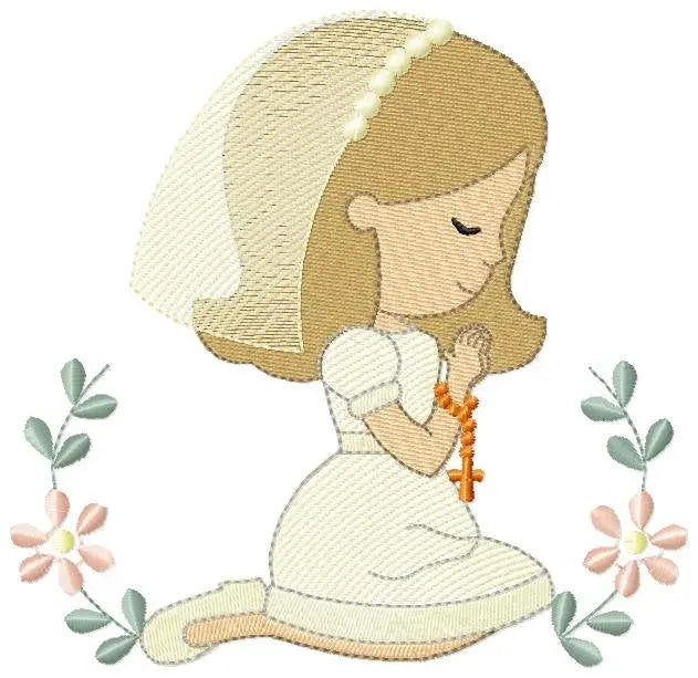 Praying girl embroidery designs - First Communion embroidery design machine embroidery pattern - Christian embroidery file - Christening Marcia Embroidery