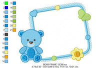Charger l&#39;image dans la galerie, Bear embroidery design - Frame embroidery designs machine embroidery pattern - Baby boy embroidery file - Bear applique instant download
