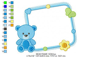 Bear embroidery design - Frame embroidery designs machine embroidery pattern - Baby boy embroidery file - Bear applique instant download