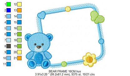 Bear embroidery design - Frame embroidery designs machine embroidery pattern - Baby boy embroidery file - Bear applique instant download