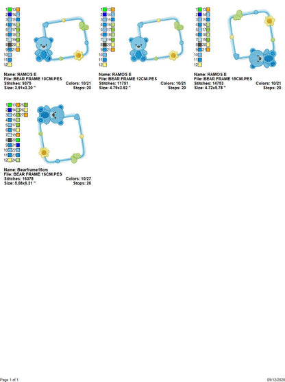 Bear embroidery design - Frame embroidery designs machine embroidery pattern - Baby boy embroidery file - Bear applique instant download