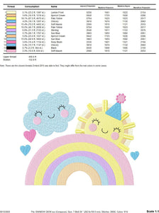 Rainbow embroidery design - Sun and cloud embroidery design machine embroidery pattern - Baby girl embroidery file - digital download kid