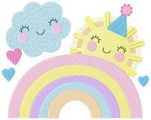 Carica l&#39;immagine nel visualizzatore di Gallery, Rainbow embroidery design - Sun and cloud embroidery design machine embroidery pattern - Baby girl embroidery file - digital download kid
