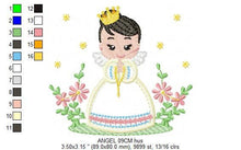 Cargar imagen en el visor de la galería, Angel embroidery designs - Baby Girl embroidery design machine embroidery pattern - Baptism embroidery file - angel applique design download
