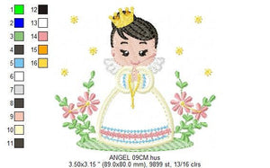 Angel embroidery designs - Baby Girl embroidery design machine embroidery pattern - Baptism embroidery file - angel applique design download