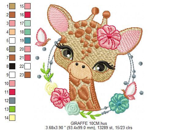 Giraffe embroidery designs - Woodland animals embroidery design machine embroidery pattern - Baby girl embroidery file - instant download