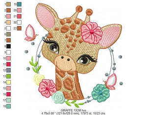 Giraffe embroidery designs - Woodland animals embroidery design machine embroidery pattern - Baby girl embroidery file - instant download