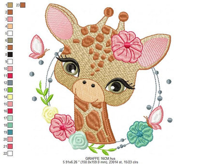 Giraffe embroidery designs - Woodland animals embroidery design machine embroidery pattern - Baby girl embroidery file - instant download
