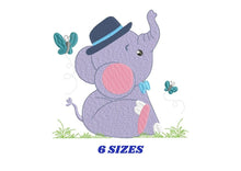 Charger l&#39;image dans la galerie, Elephant embroidery designs - Animal embroidery design machine embroidery pattern - Baby Boy embroidery file - kid embroidery Towel pillow
