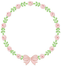 Cargar imagen en el visor de la galería, Roses laurel embroidery designs - Monogram embroidery design machine embroidery pattern - Floral Frame embroidery file - wreath of flowers
