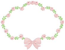 Load image into Gallery viewer, Roses laurel embroidery designs - Monogram embroidery design machine embroidery pattern - Floral Frame embroidery file - wreath of flowers
