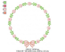 Cargar imagen en el visor de la galería, Roses laurel embroidery designs - Monogram embroidery design machine embroidery pattern - Floral Frame embroidery file - wreath of flowers
