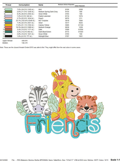 Safari embroidery designs - Animals embroidery design machine embroidery pattern - Giraffe embroidery file - Zebra embroidery Tiger design