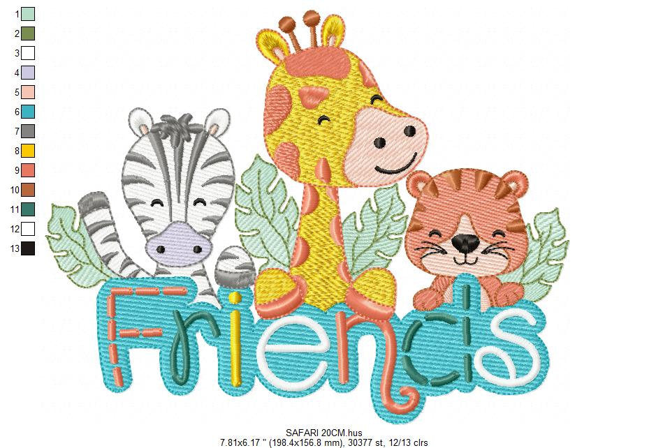 Safari embroidery designs - Animals embroidery design machine embroidery pattern - Giraffe embroidery file - Zebra embroidery Tiger design