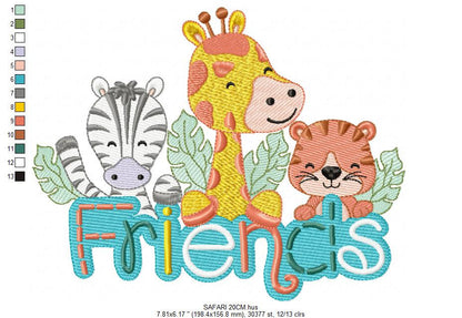 Safari embroidery designs - Animals embroidery design machine embroidery pattern - Giraffe embroidery file - Zebra embroidery Tiger design