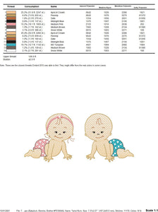 Baby boy embroidery design - Twins embroidery designs machine embroidery pattern - Toddler embroidery file - baby girl and boy download