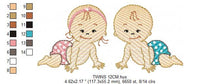 Carica l&#39;immagine nel visualizzatore di Gallery, Baby boy embroidery design - Twins embroidery designs machine embroidery pattern - Toddler embroidery file - baby girl and boy download
