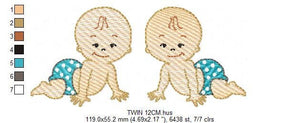 Baby boy embroidery design - Twins embroidery designs machine embroidery pattern - Toddler embroidery file - twin brothers digital download