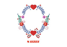 Charger l&#39;image dans la galerie, Monogram Frame embroidery designs - Flower embroidery design machine embroidery pattern - Flowers wreath embroidery file - girl embroidery
