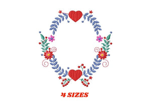 Monogram Frame embroidery designs - Flower embroidery design machine embroidery pattern - Flowers wreath embroidery file - girl embroidery