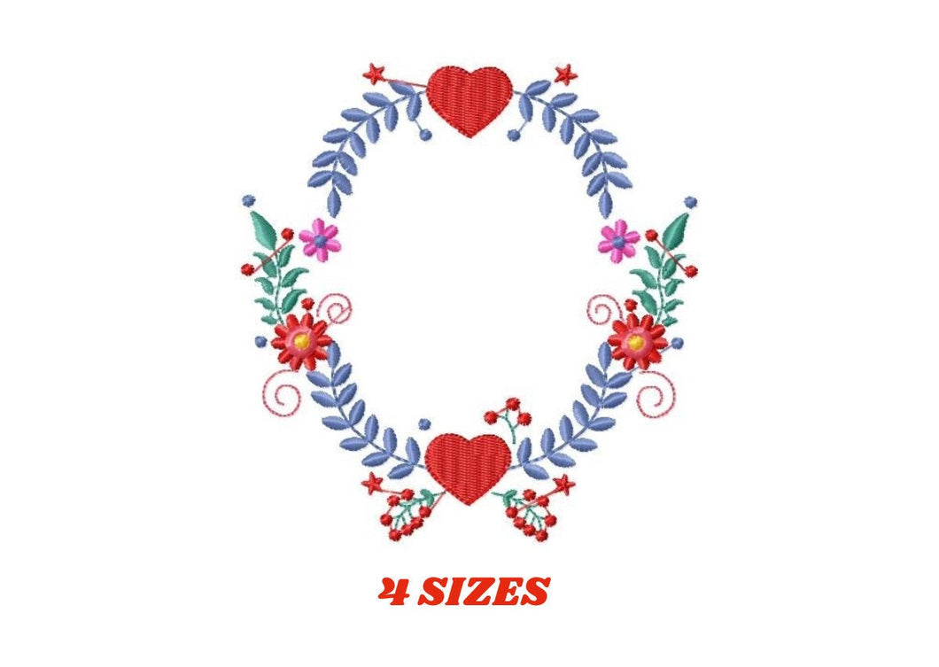 Monogram Frame embroidery designs - Flower embroidery design machine embroidery pattern - Flowers wreath embroidery file - girl embroidery