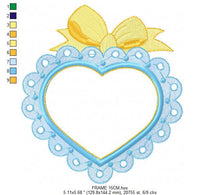 Laden Sie das Bild in den Galerie-Viewer, Heart with Lace embroidery designs - Heart frame embroidery design machine embroidery pattern - Baby girl embroidery file Heart embroidery
