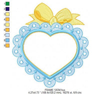 Load image into Gallery viewer, Heart with Lace embroidery designs - Heart frame embroidery design machine embroidery pattern - Baby girl embroidery file Heart embroidery
