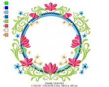 Laden Sie das Bild in den Galerie-Viewer, Monogram Frame embroidery designs - Flower embroidery design machine embroidery pattern - Rose wreath embroidery file - instant download pes
