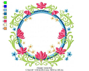 Monogram Frame embroidery designs - Flower embroidery design machine embroidery pattern - Rose wreath embroidery file - instant download pes