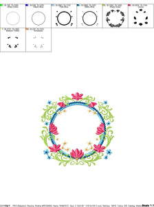 Monogram Frame embroidery designs - Flower embroidery design machine embroidery pattern - Rose wreath embroidery file - instant download pes