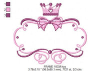 Cargar imagen en el visor de la galería, Crown embroidery designs - Princess Frame embroidery design machine embroidery pattern - newborn embroidery file - Princess Monogram frame

