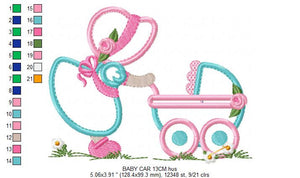 Baby embroidery design - Newborn embroidery designs machine embroidery pattern - Baby car embroidery file - Baby girl embroidery boy kid