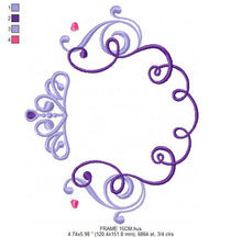 Cargar imagen en el visor de la galería, Crown embroidery designs - Princess Frame embroidery design machine embroidery pattern - newborn embroidery file - Princess Monogram frame
