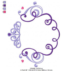 Crown embroidery designs - Princess Frame embroidery design machine embroidery pattern - newborn embroidery file - Princess Monogram frame