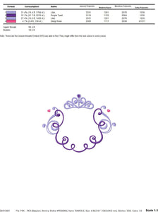 Crown embroidery designs - Princess Frame embroidery design machine embroidery pattern - newborn embroidery file - Princess Monogram frame