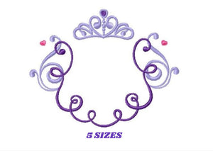 Crown embroidery designs - Princess Frame embroidery design machine embroidery pattern - newborn embroidery file - Princess Monogram frame