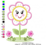 Carica l&#39;immagine nel visualizzatore di Gallery, Flowers embroidery designs - Flower with face embroidery design machine embroidery pattern - Spring embroidery file - flower applique floral
