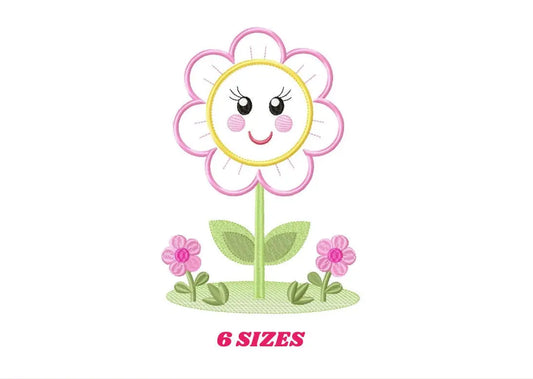 Flowers embroidery designs - Flower with face embroidery design machine embroidery pattern - Spring embroidery file - flower applique floral Marcia Embroidery