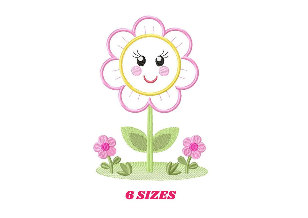 Flowers embroidery designs - Flower with face embroidery design machine embroidery pattern - Spring embroidery file - flower applique floral