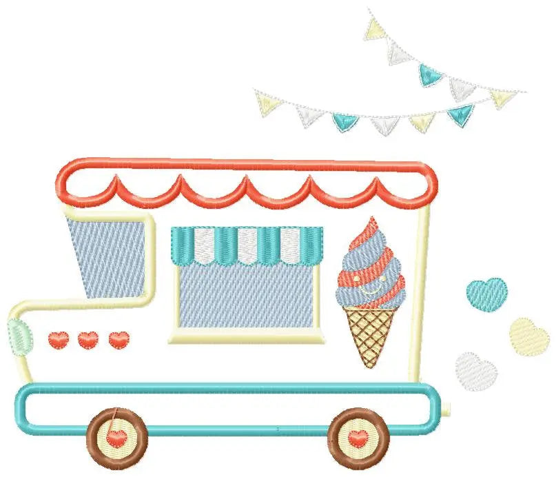 Ice cream Truck embroidery designs - Icecream Pickup machine embroidery pattern - Ice cream truck applique - Instant digital download pes Marcia Embroidery