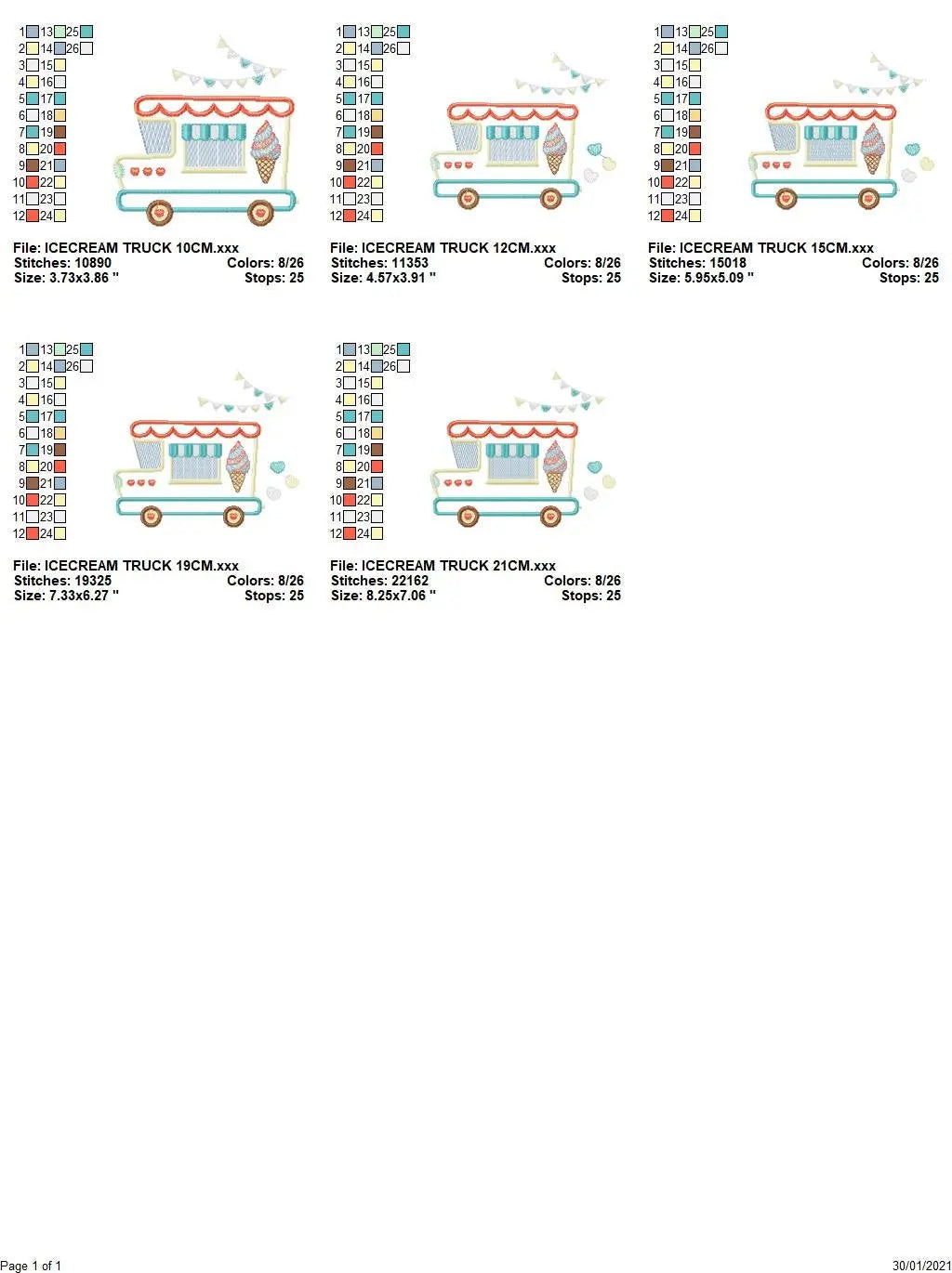 Ice cream Truck embroidery designs - Icecream Pickup machine embroidery pattern - Ice cream truck applique - Instant digital download pes Marcia Embroidery