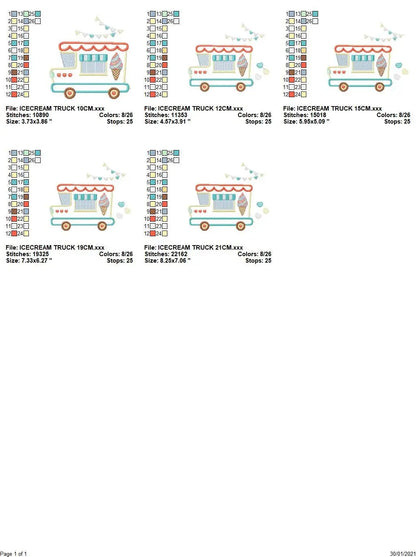 Ice cream Truck embroidery designs - Icecream Pickup machine embroidery pattern - Ice cream truck applique - Instant digital download pes Marcia Embroidery